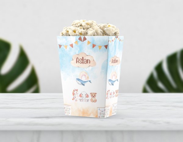 Baby Shower Sevimli Hayvanlar Temalı Pop Corn Etiketi
