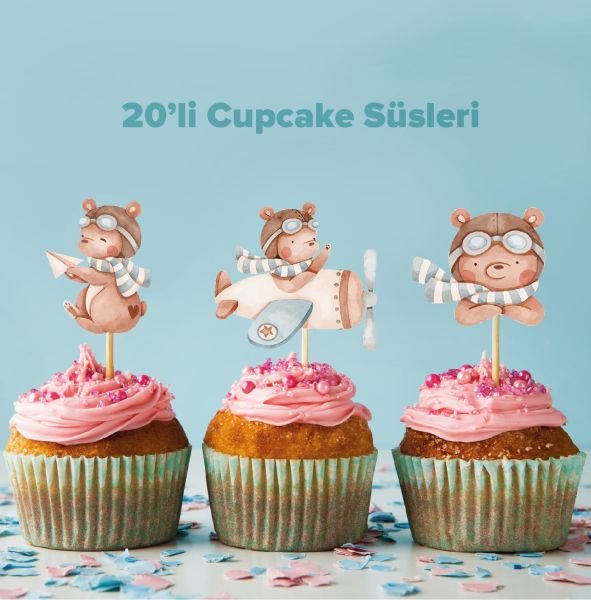 Ayıcık konseptli cupcake süsü