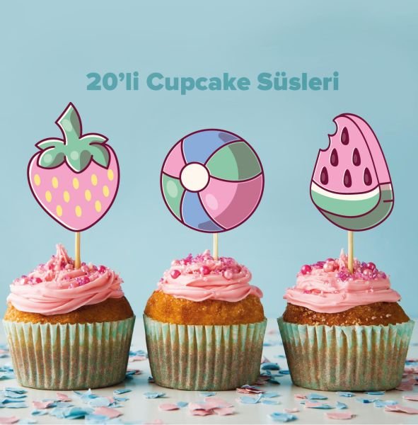 Yaz Konseptli Cupcake Süsü