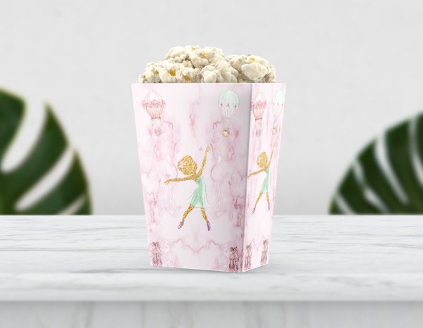 Balerin Temalı Simli Pop Corn Etiketi