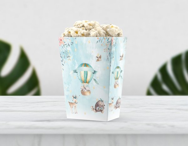 Balon ve Sevimli Hayvanlar Temalı Pop Corn Etiketi
