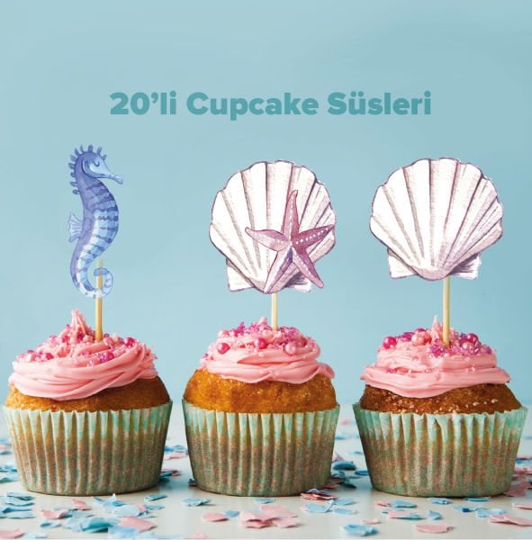 Deniz Kızı Konseptli Cupcake Süsü