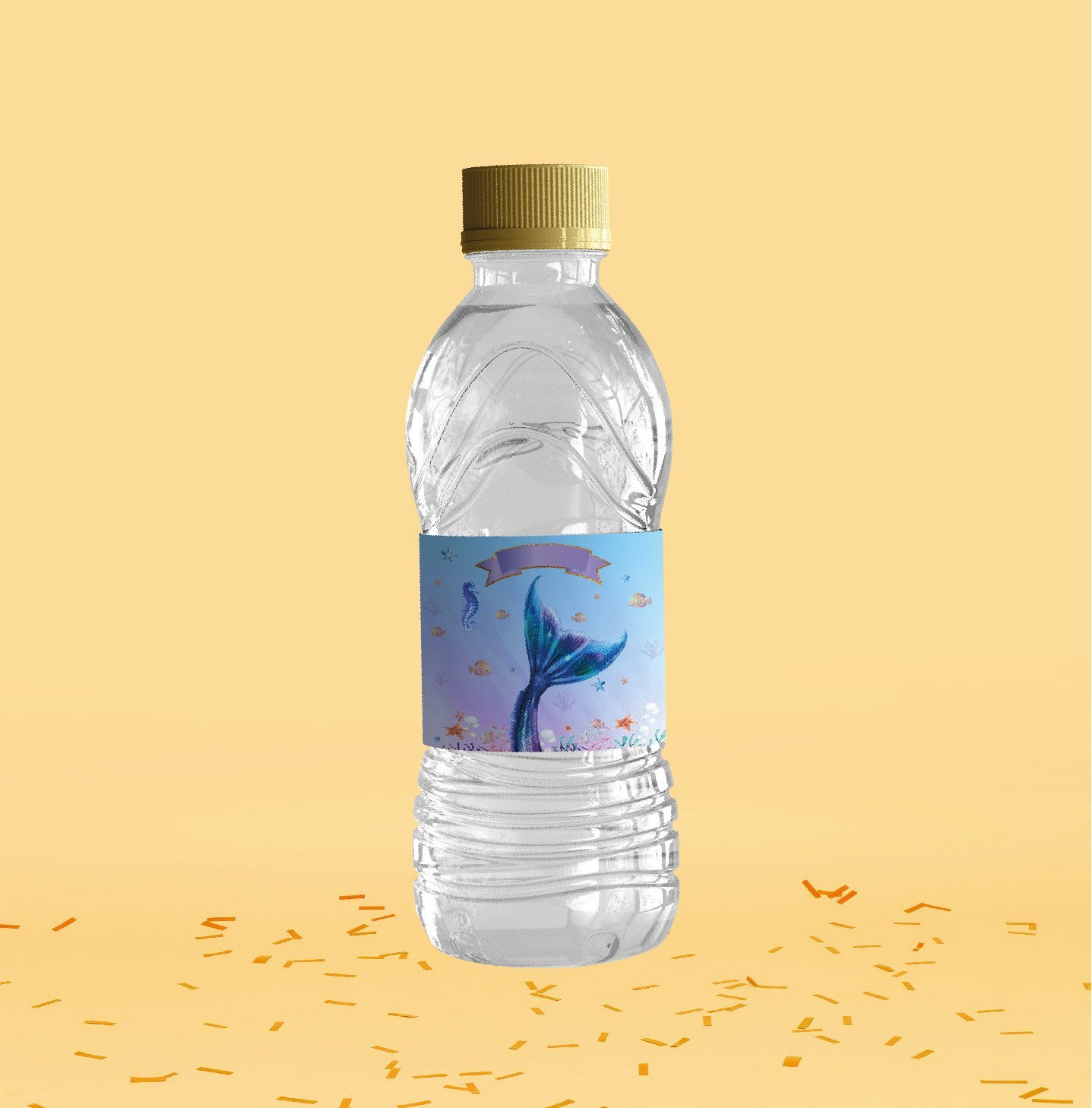 Deniz Kızı Temalı Su Şişesi Etiketi