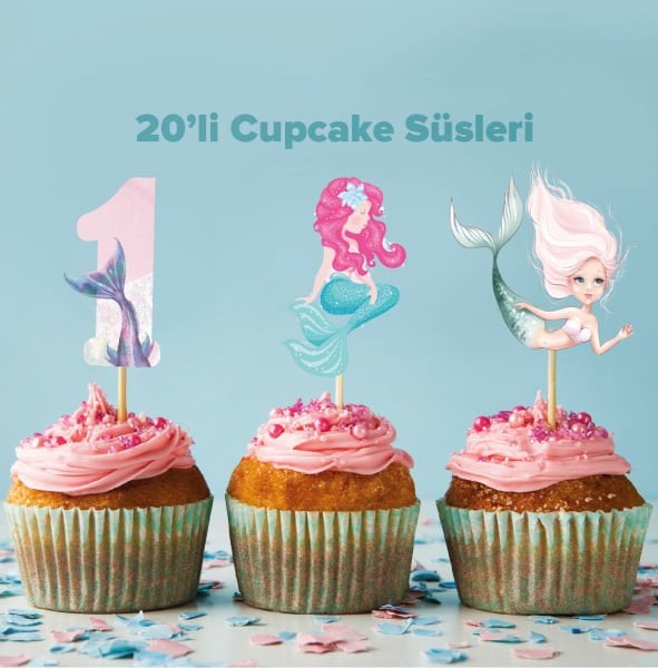 Denizkızı Konseptli Cupcake Süsü