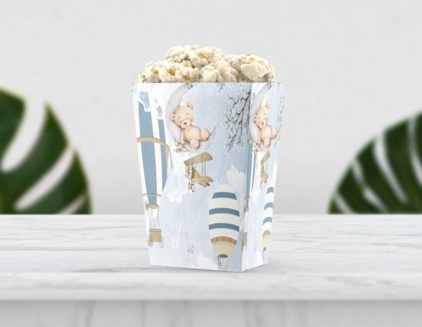 Ayıcıklı Balon Temalı Pop Corn Etiketi