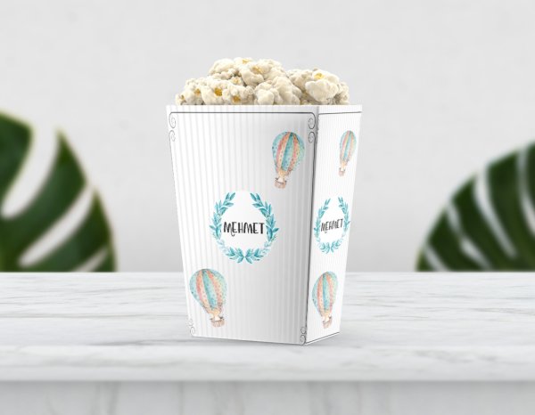 Balon Temalı Pop Corn Etiketi