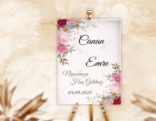 Renkli Çiçekler Detaylı Karşılama Panosu