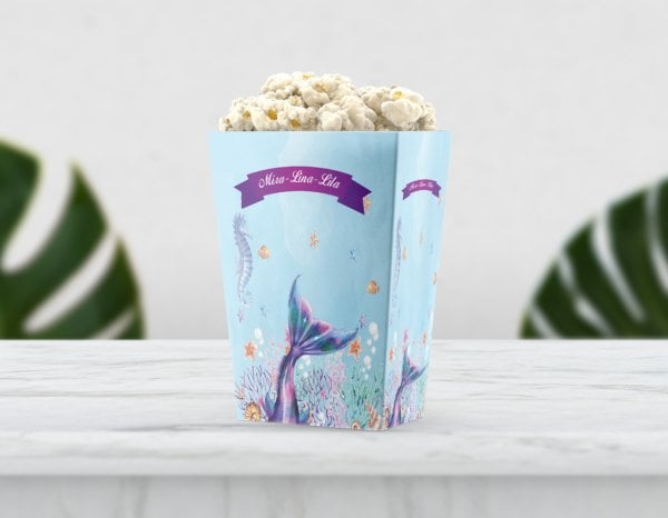 Deniz Kızı Temalı Kuyruklu Pop Corn Etiketi