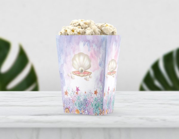 Deniz Kızı Temalı İncili Pop Corn Etiketi