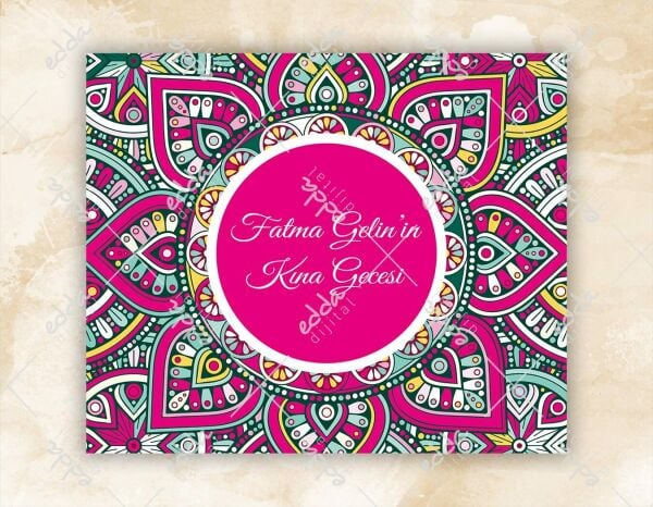 Fuşya Rengi Desenli Kına Pisti Kaplaması