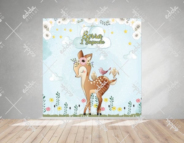 Ceylan ve Kuş Temalı Doğum Günü Afişi