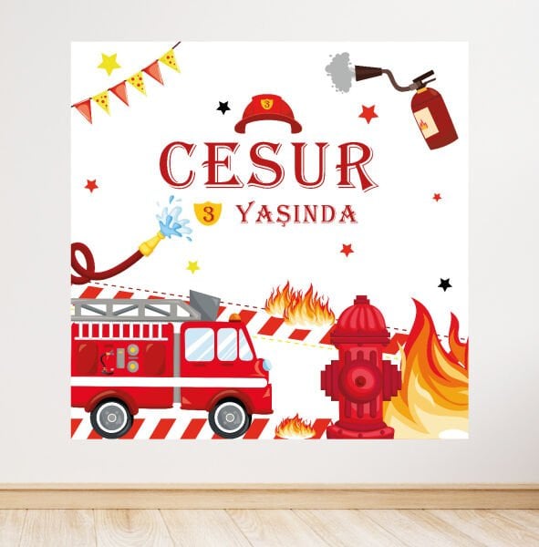 İtfaiye Konseptli Doğum Günü Afişi