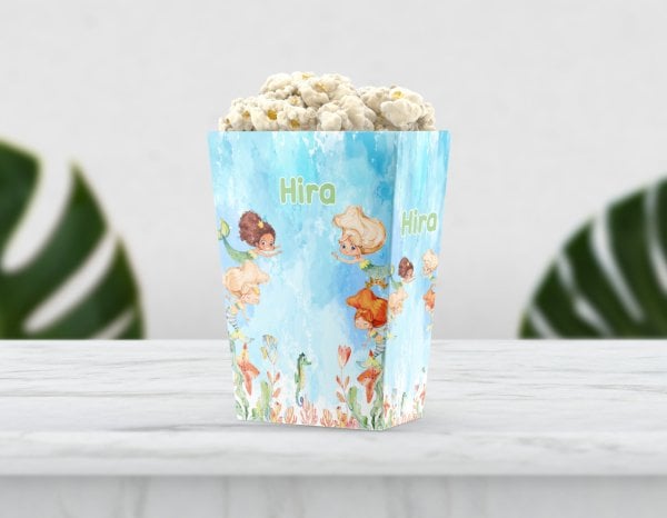 Deniz Kızları Temalı Pop Corn Etiketi