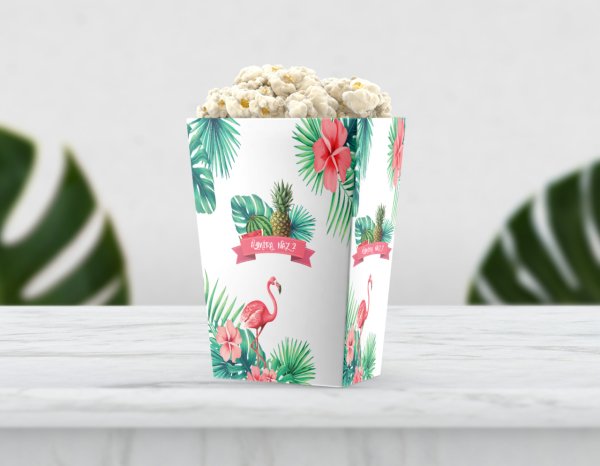 Flamingo Temalı Ananaslı Pop Corn Etiketi