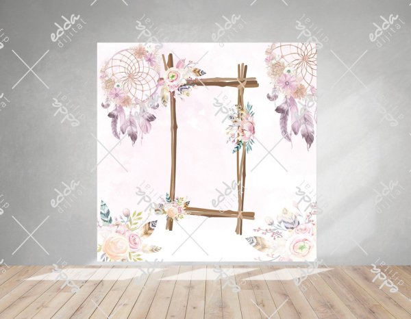 Çiçek ve Çerçeve Temalı Baby Shower Afişi