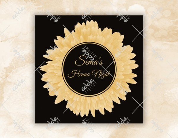 Sarı Çiçek Desenli Kına Pisti Kaplaması