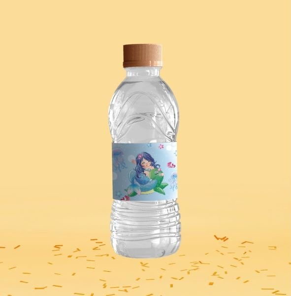 Büyülü Deniz Kızı Temalı Su Şişesi Etiketi