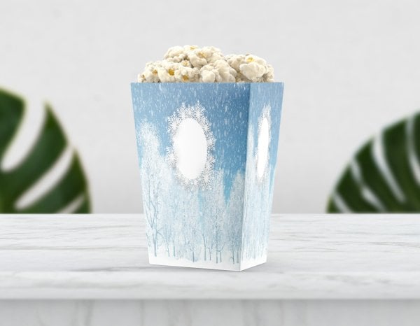 Kış Temalı Mavi Pop Corn Etiketi
