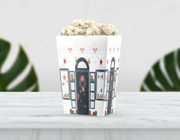 Kış Temalı Yıldızlı Pop Corn Etiketi