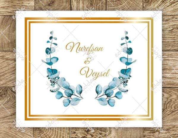 Gold Çizgili Mavi Çiçekli Dans Pisti Kaplaması