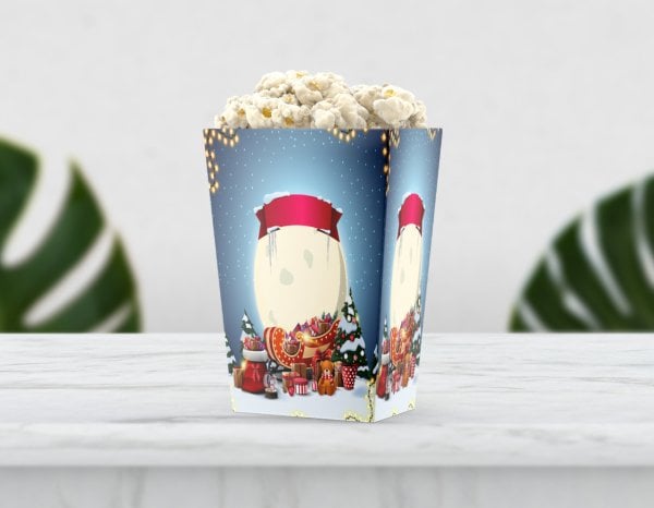 Kış Temalı Kar Küresi Temalı Pop Corn Etiketi