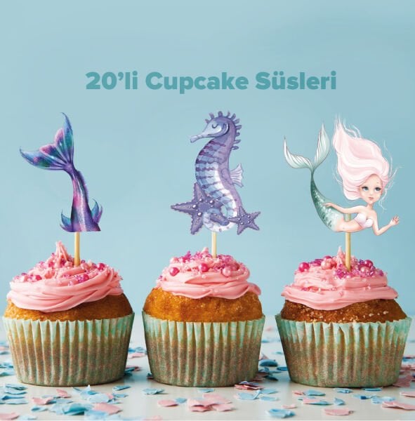 Denizkızı Konseptli Cupcake Süsü