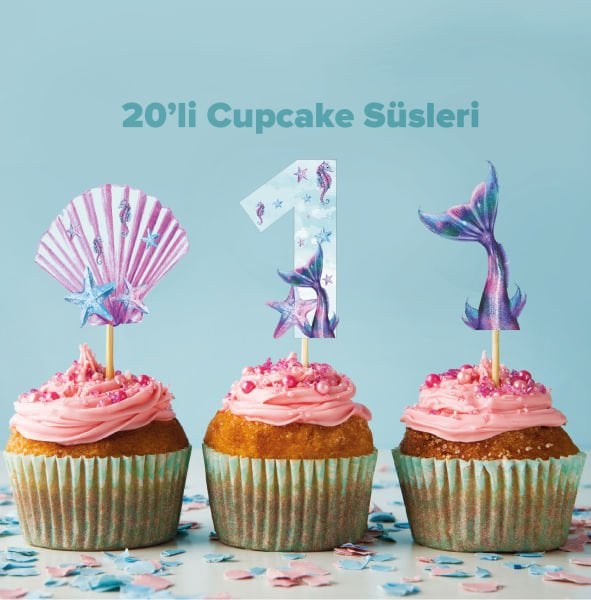 Deniz Kızı Konseptli Cupcake Süsü