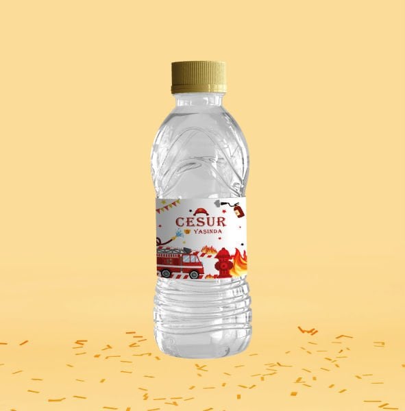 İtfaiye Temalı Su Şişesi Etiketi