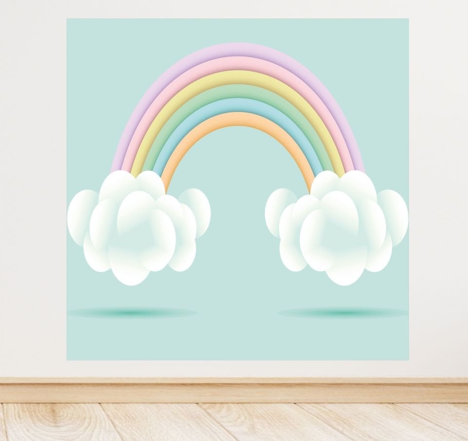 Gökkuşağı Temalı Doğum Günü Afiş