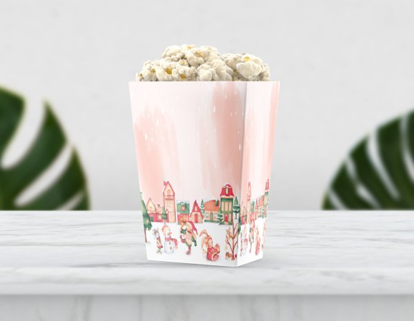 Kardan Adam Temalı Pop Corn Etiketi