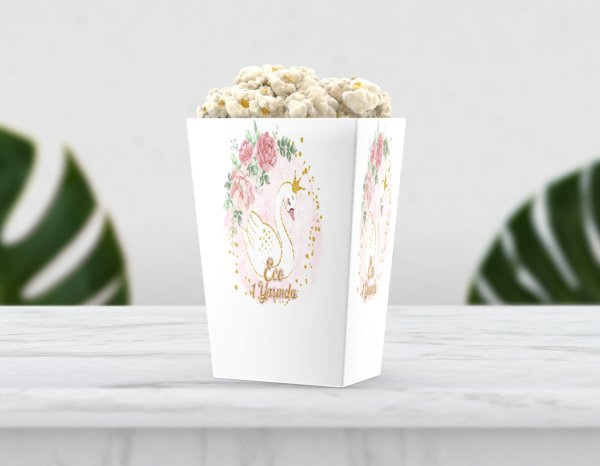 Kuğu Temalı Pop Corn Etiketi