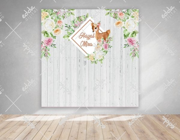 Ceylan ve Çiçek Temalı Doğum Günü Afişi