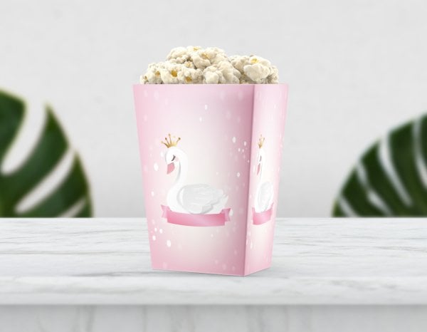 Pembe Kuğulu Pop Corn Etiketi