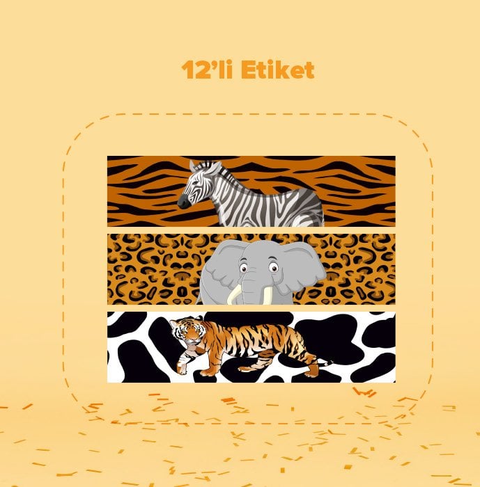 Safari Temalı Su Şişesi Etiketi