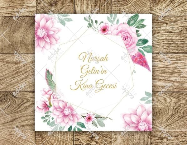 Şakayık Çiçeği Desenli Kına Pisti Kaplaması