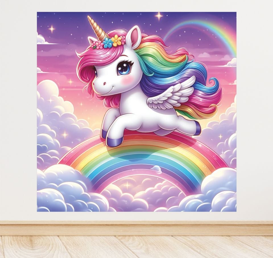 Unicorn Temalı Doğum Günü Afiş