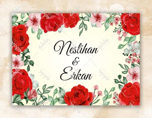 Gül Temalı Kırmızı Düğün Pisti Kaplamaları