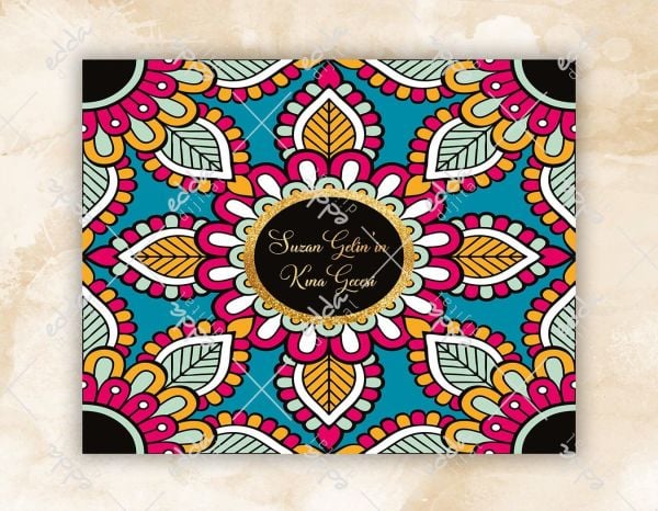 Renkli Desenli Kına Pisti Kaplaması