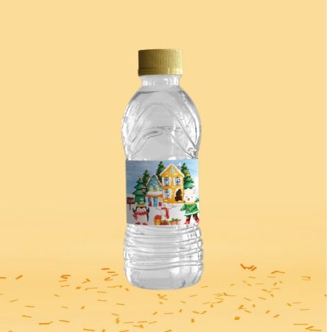 Kış Temalı Su Şişesi Etiketi