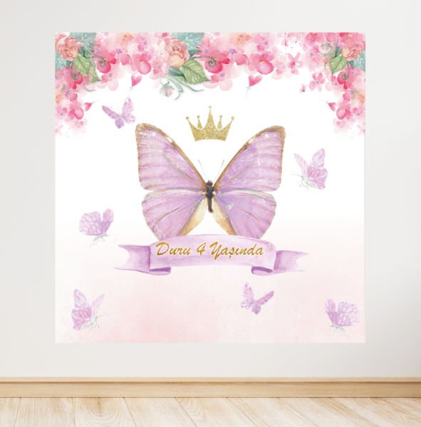 Kelebek Konseptli Doğum Günü Afişi