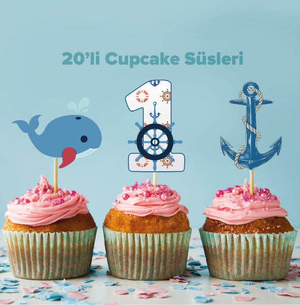 Çapa Konseptli Cupcake Süsü