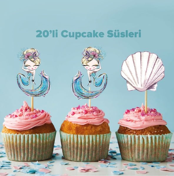 Denizkızı Konseptli Cupcake Süsü
