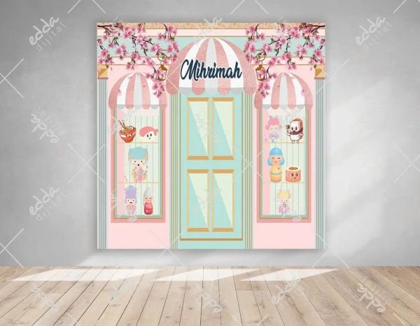 Japon Çiçeği ve Pastane Temalı Doğum Günü Afişi