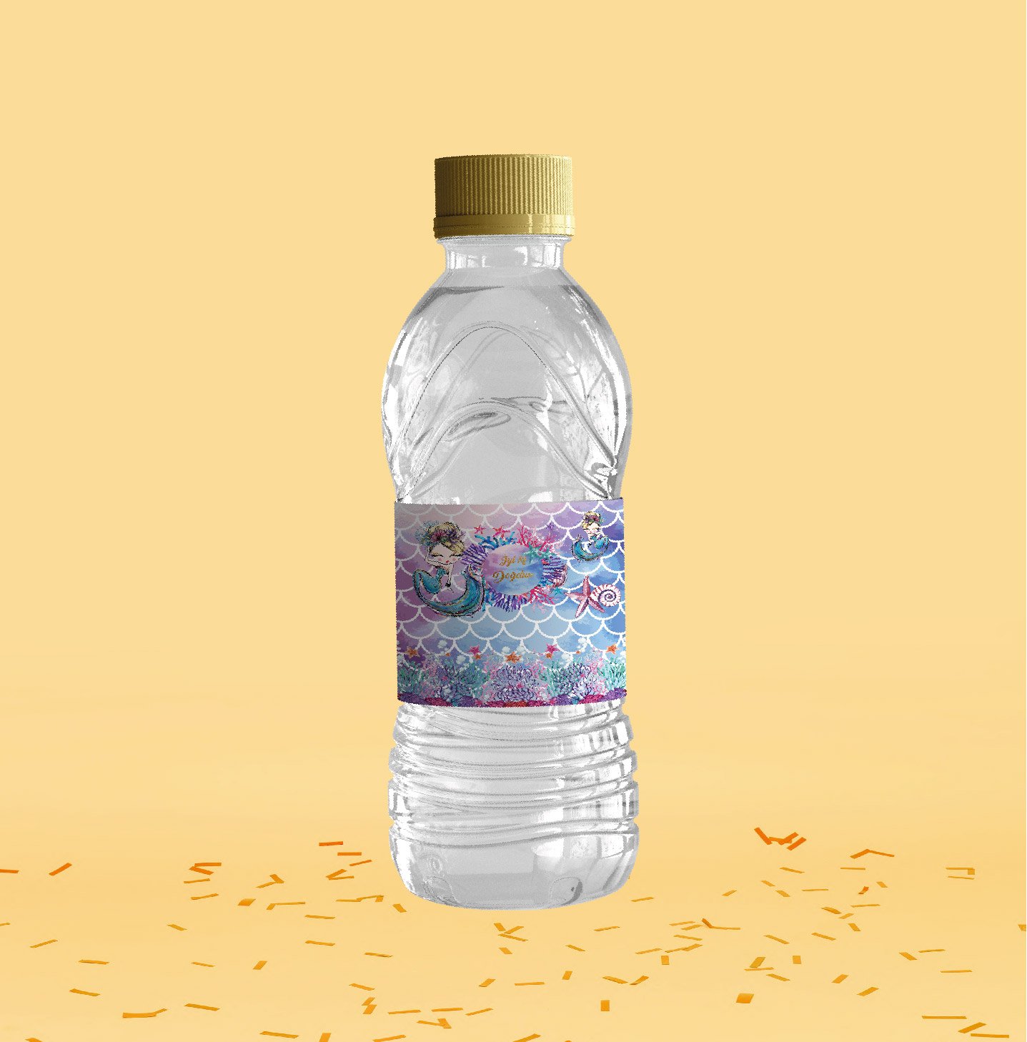 Denizkızı Temalı Su Şişesi Etiketi