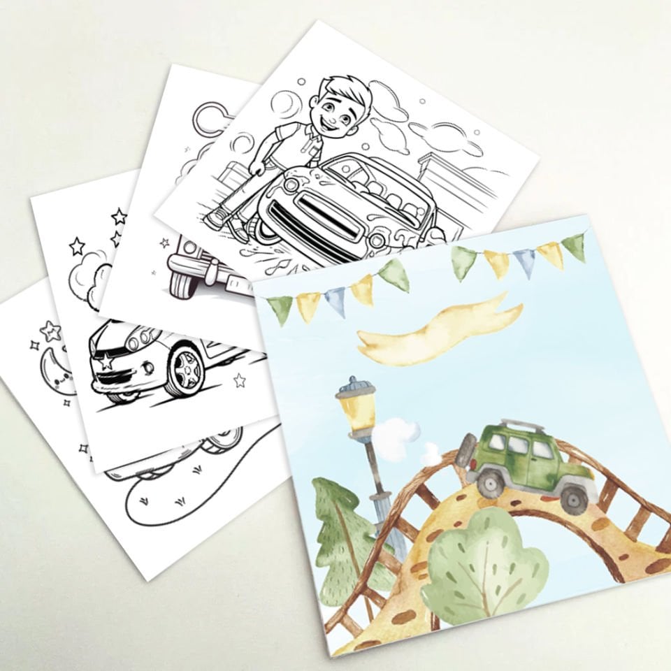 Araba Figürleri Boyama Kartları