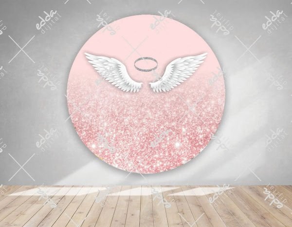 Melek Kanadı Temalı Pembe Baby Shower Afişi