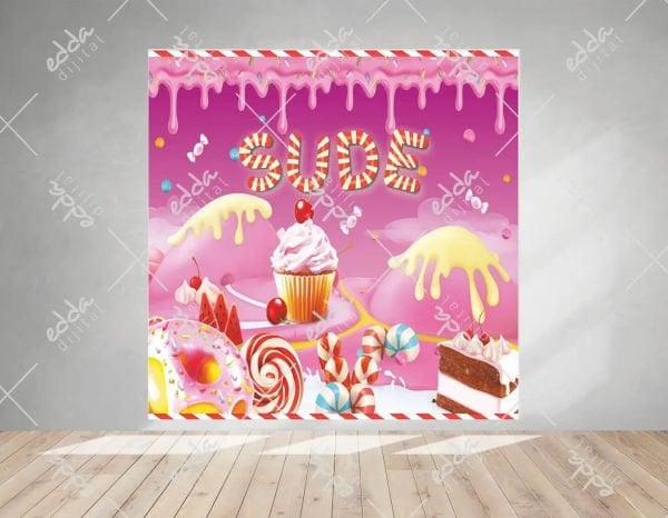 Pastane Temalı Şekerleme ve Dondurma  Parti  Afişi