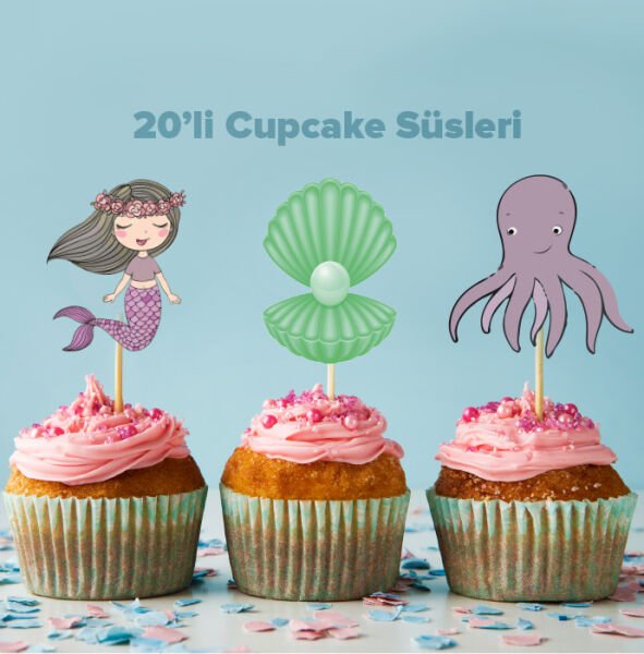 Deniz Kızı Konseptli Cupcake Süsü