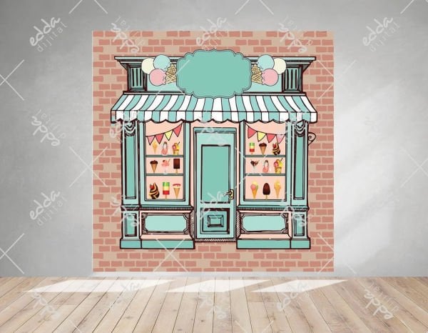 Pastane  Vitrini Temalı Dondurmalı  Doğum Günü Afişi