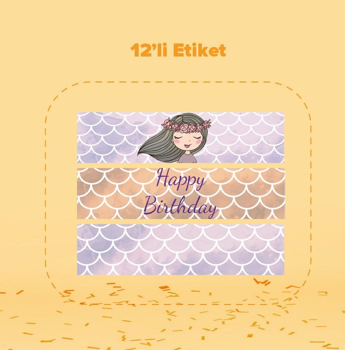 Deniz Kızı Temalı Su Şişesi Etiketi